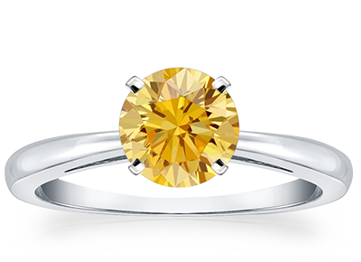 Round Cut Yellow Diamond Rings