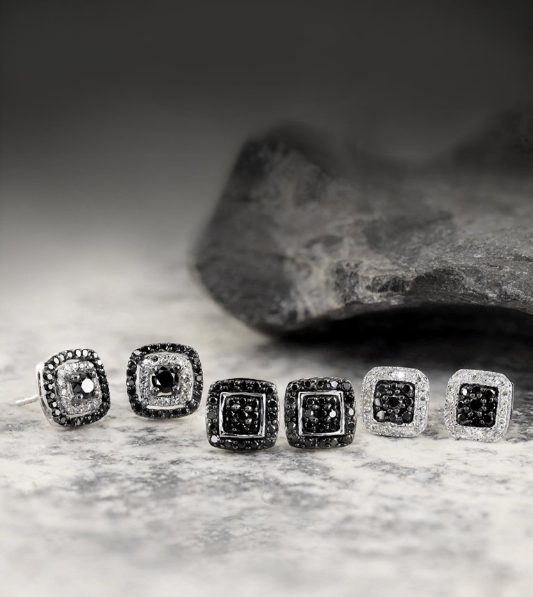 Black and white diamond earrings for men Clearance