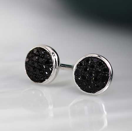 10k White Gold Round Cut Black Diamond Cluster Earrings 0.15 ct. tw.