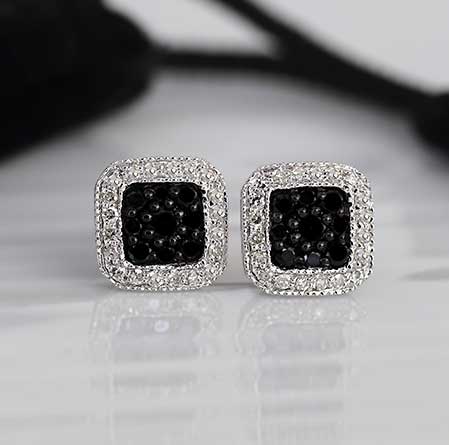 Black and white diamond earrings for men Clearance