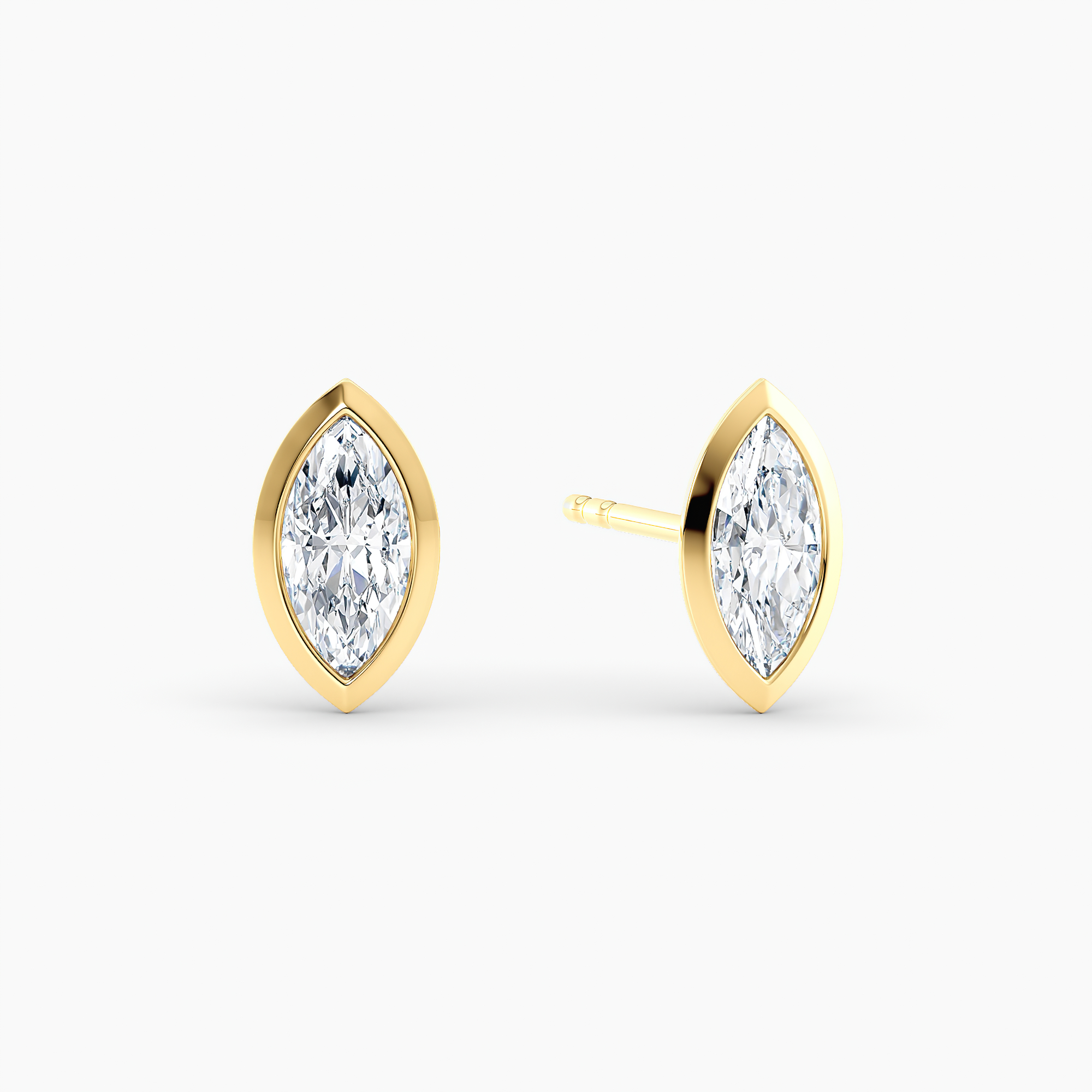 Minimalist Marquise 1ct. tw. Bezel Set Lab Grown Diamond Studs 14K ...