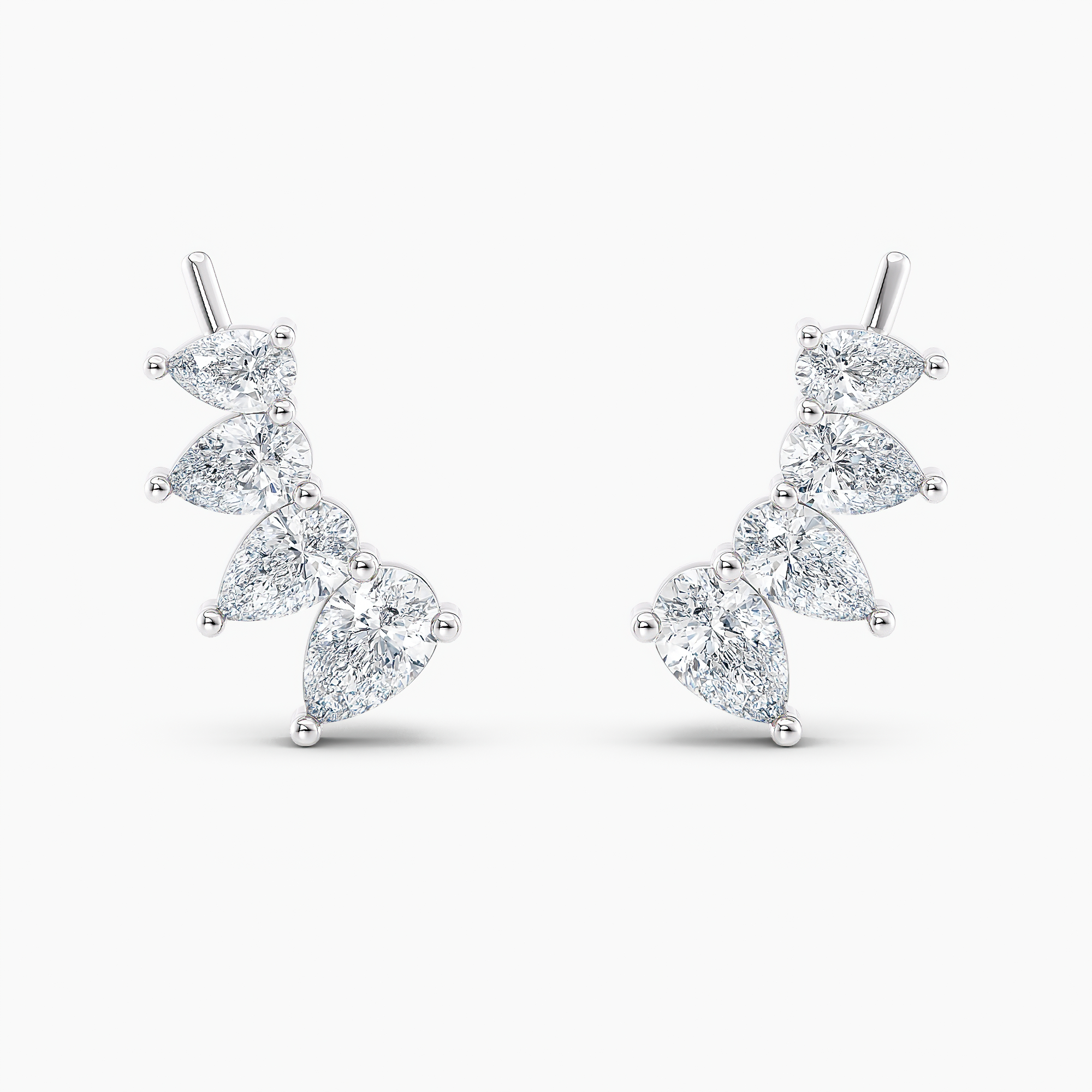 Pear Lab Grown Diamond Earring Climbers 1.25 Ct. Tw. (E-F, VS) 14K White Gold