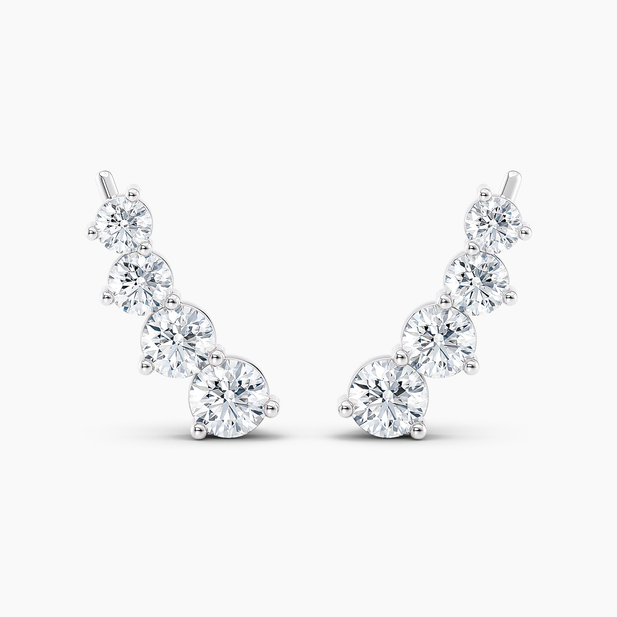 DiamondStuds Round Lab Grown Diamond Earring Climbers 1.50 ct. tw. E F VS 14K White Gold