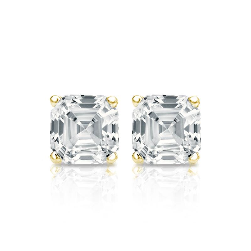 Natural Diamond Stud Earrings Asscher 0.75 ct. tw. (G-H, VS2) 18k ...