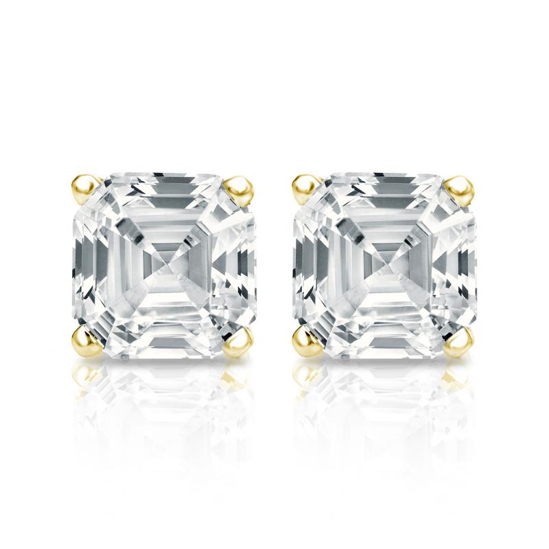 Natural Diamond Stud Earrings Asscher 1.50 ct. tw. (G-H, VS2) 14k ...