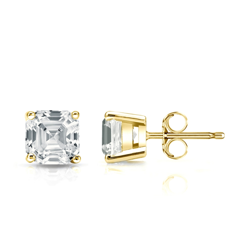 Natural Diamond Stud Earrings Asscher 1.50 ct. tw. (G-H, VS2) 14k ...