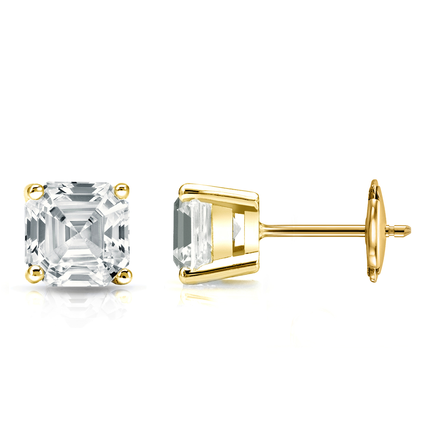 Natural Diamond Stud Earrings Asscher 1.50 ct. tw. (G-H, VS2) 14k ...