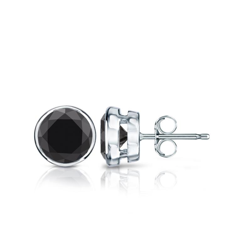 1.25 TCW AAA Black Diamond Stud Earrings In 14K Black Gold – Screw Backs – Round Cut