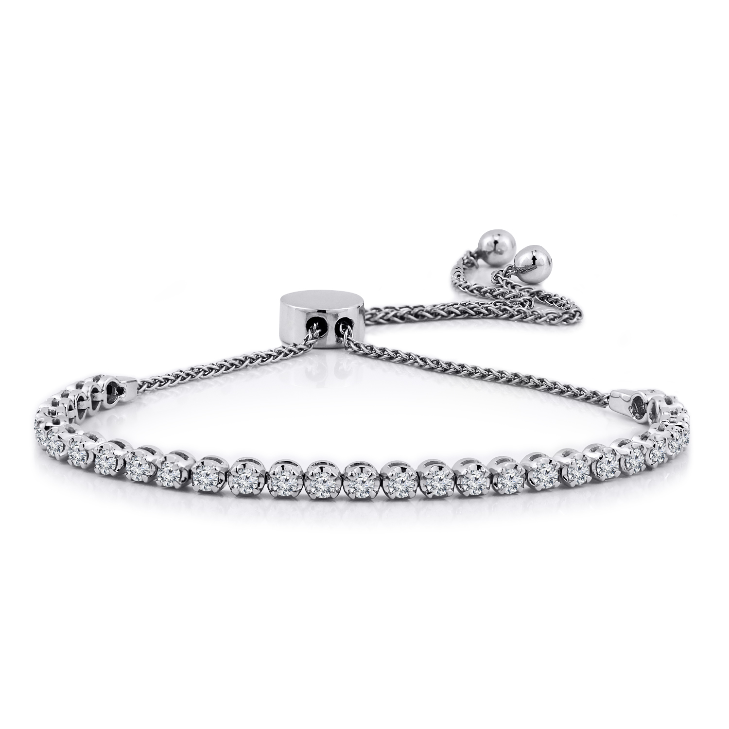 14k White Gold 4 Prong Round Diamond Adjustable Bracelet 1 00 Ct Tw did-you-know-when-you-buy-a-pair-of-diamond-studs-from-becker-s-you