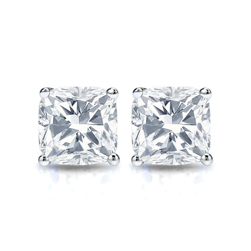 Natural Diamond Stud Earrings Cushion 1.00 ct. tw. (I-J, I1) 14k White ...