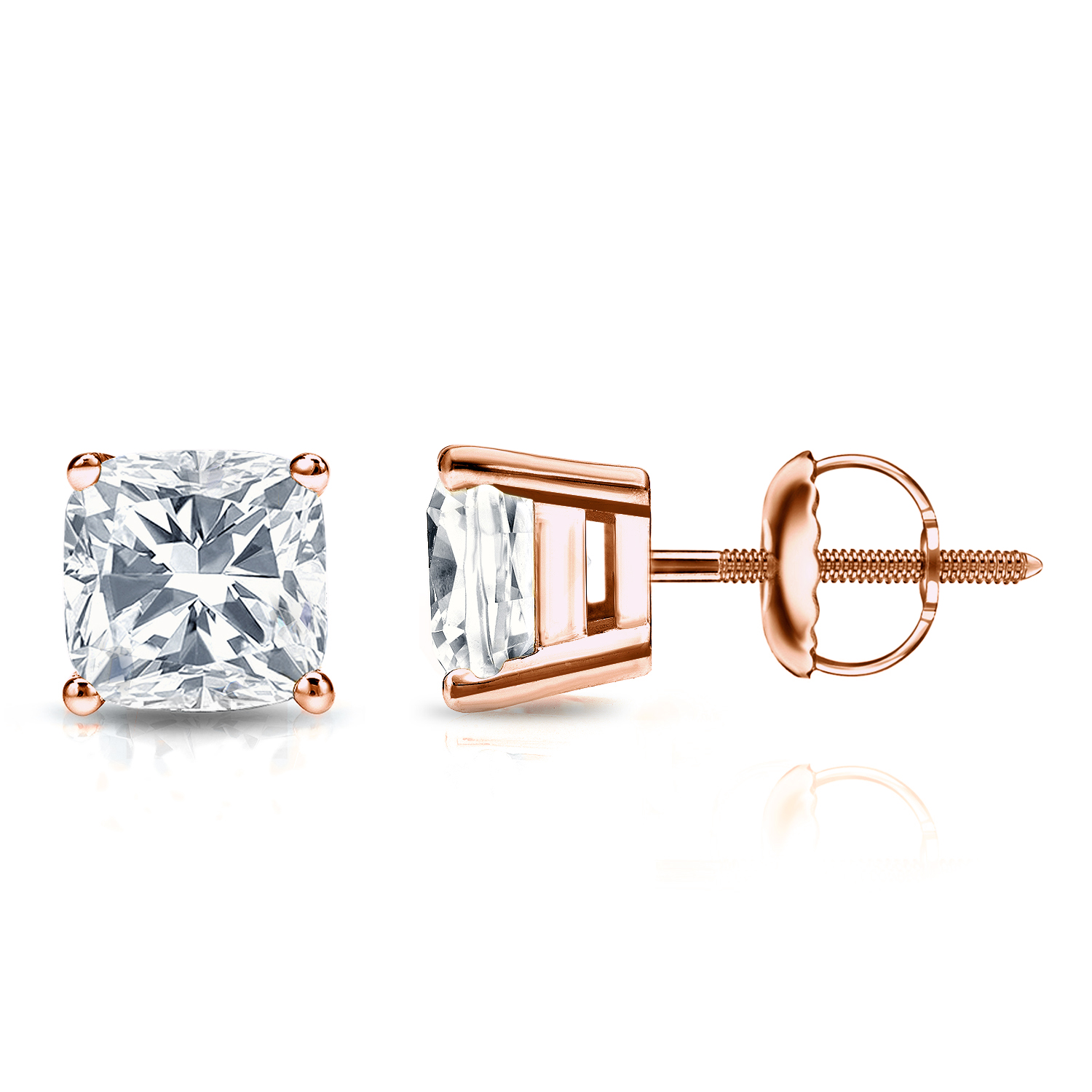 Natural Diamond Stud Earrings Cushion 3.00 ct. tw. (IJ, I1I2) 14k