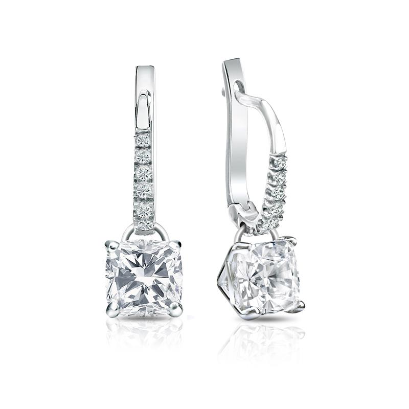 Natural Diamond Dangle Stud Earrings Cushion 2.00 ct. tw. (I-J, I1