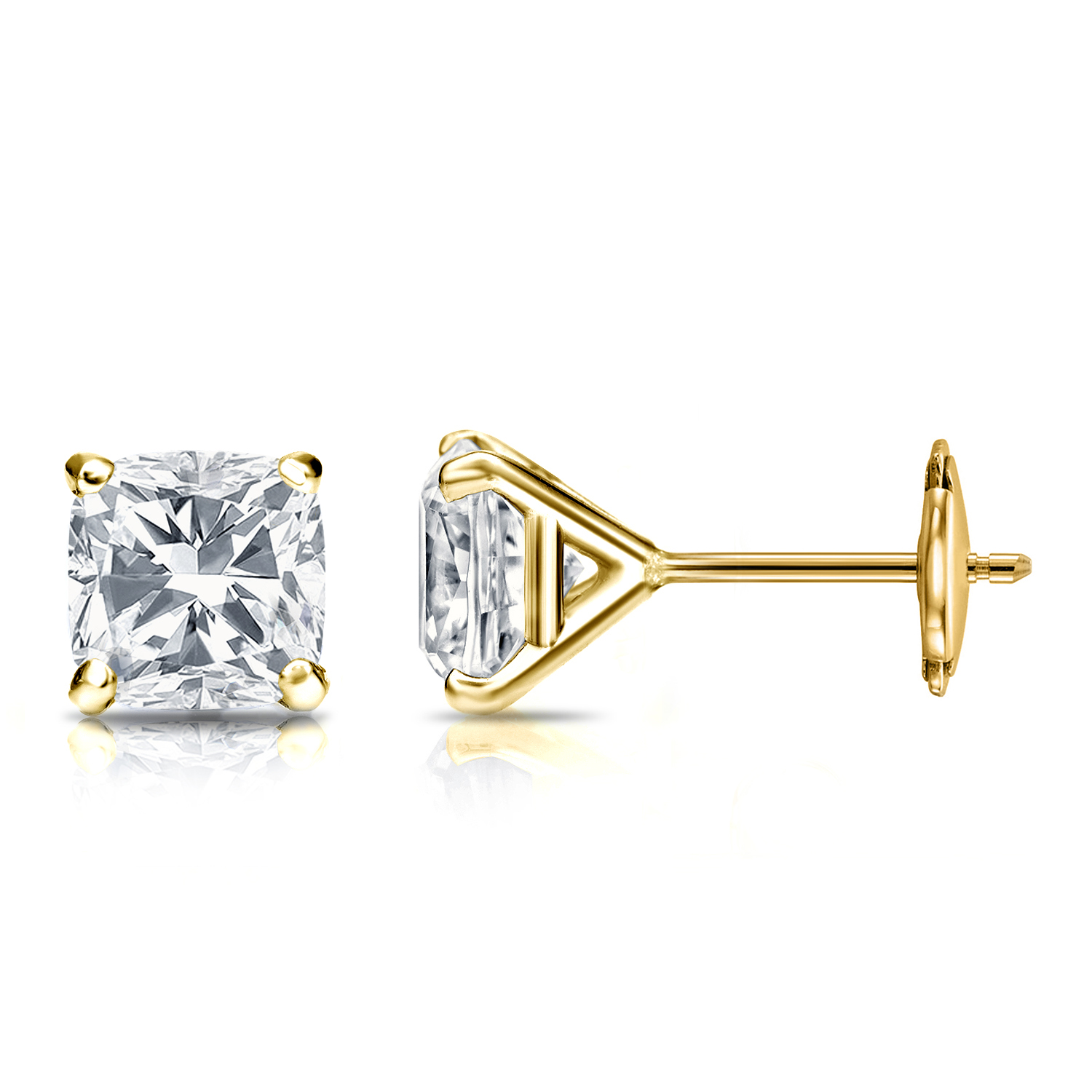 Natural Diamond Stud Earrings Cushion 1.00 ct. tw. (H-I, SI1-SI2) 14k ...