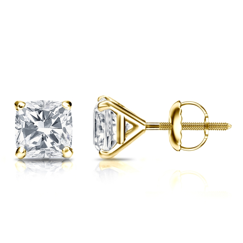 Natural Diamond Stud Earrings Cushion 3.00 ct. tw. (GH, VS1VS2) 14k