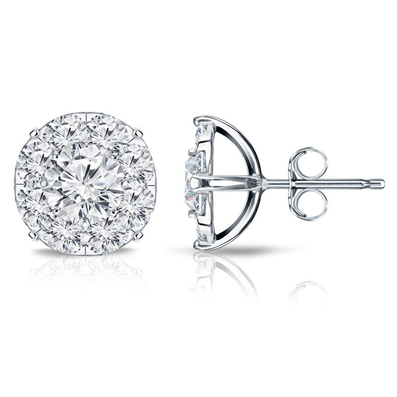 cluster setting diamond earrings