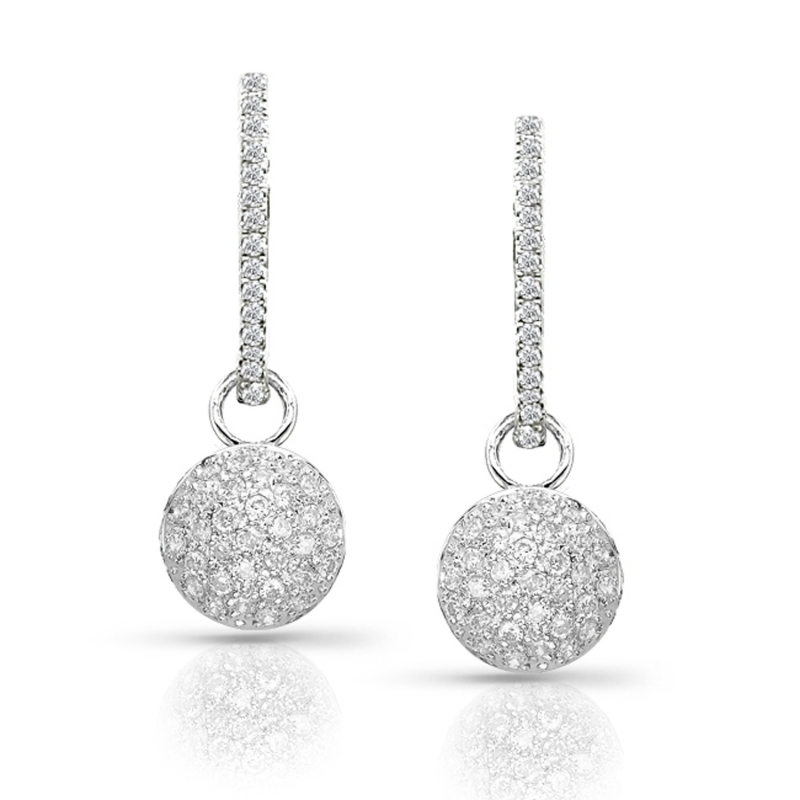 14k White Gold Round Cut Diamond Dangling Earring 0.75 ct. tw