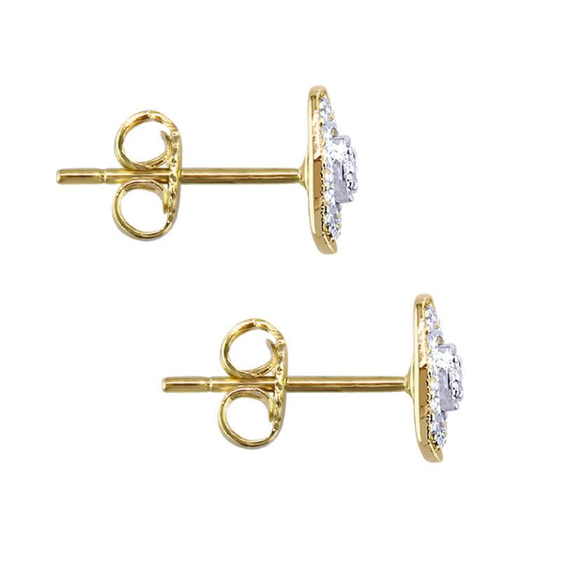 14k Two-Tone Round Cut Square Shaped Diamond Stud Earrings 0.20 ct. tw ...