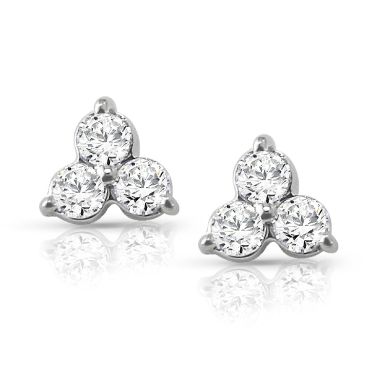 3 stone diamond earrings