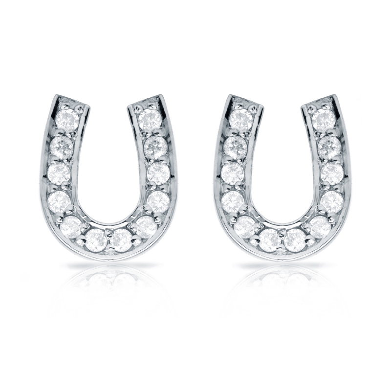 Men's & Women's X Stud Earrings In 10k Solid Gold Round Cut Black & White Natural Diamond 0.25 cttw 