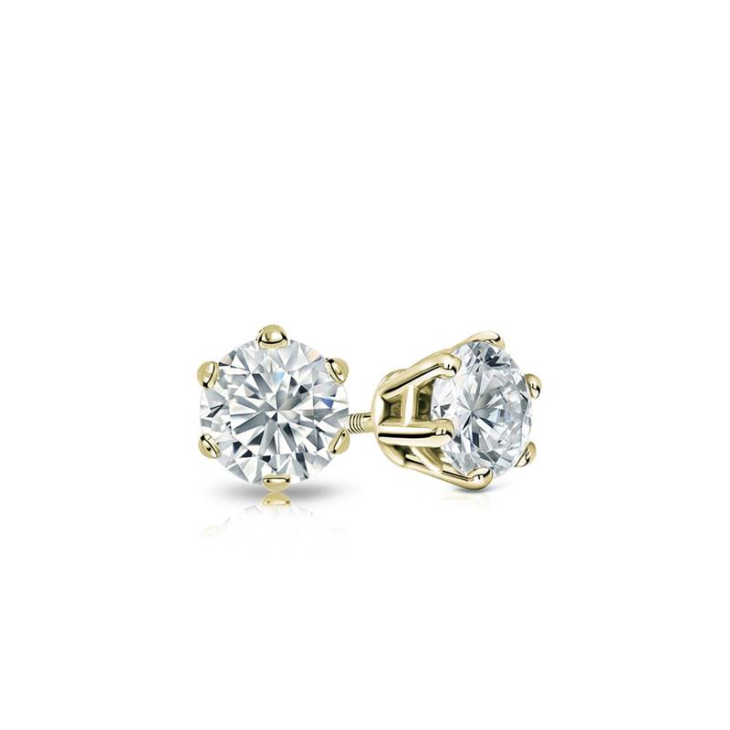 14k Yellow Gold 6-Prong Basket Round Baby Diamond Stud