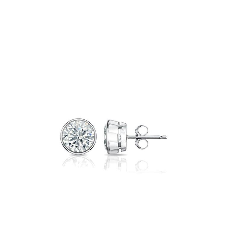 14k White Gold Bezel Round Baby Diamond Stud Earrings 0.15ct. tw. (IJ, I1)