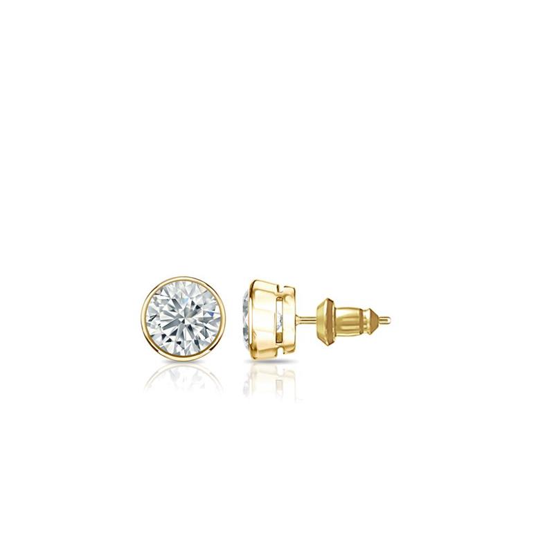 18k Yellow Gold Bezel Round Baby Diamond Stud Earrings 0.15ct. tw. (I-J ...