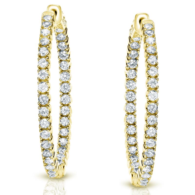 14k gold diamond hoop earrings