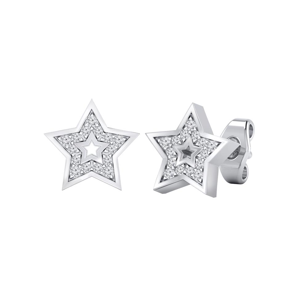Certified 14k White Gold Star shaped 