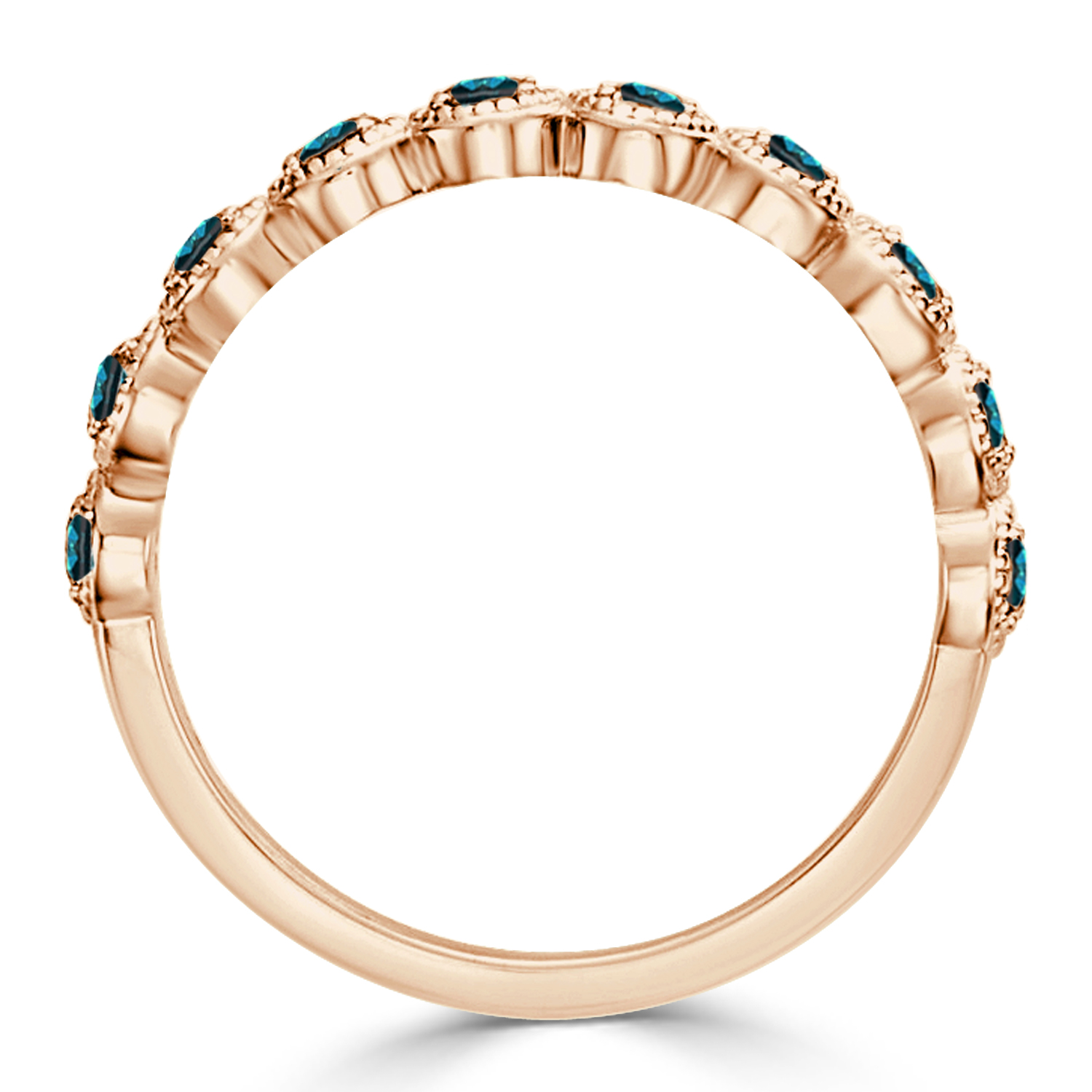 Stackable Blue Diamond Ring in 10k Rose Gold (0.30 cttw) - DiamondStuds.com