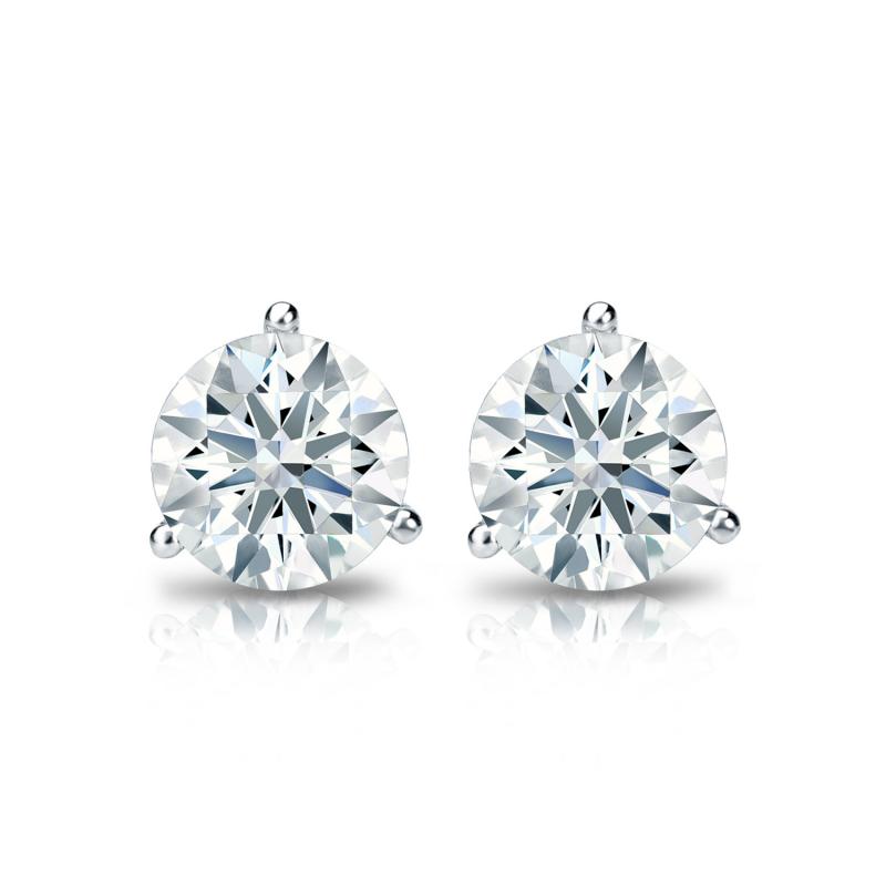 Natural Diamond Stud Earrings Hearts & Arrows 0.75 ct. tw. (F-G, I1-I2 ...