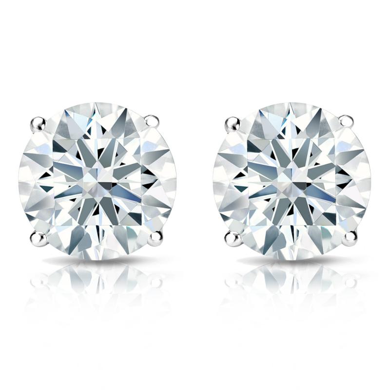 Natural Diamond Stud Earrings Hearts & Arrows 2.00 ct. tw. (F-G, VS2 ...