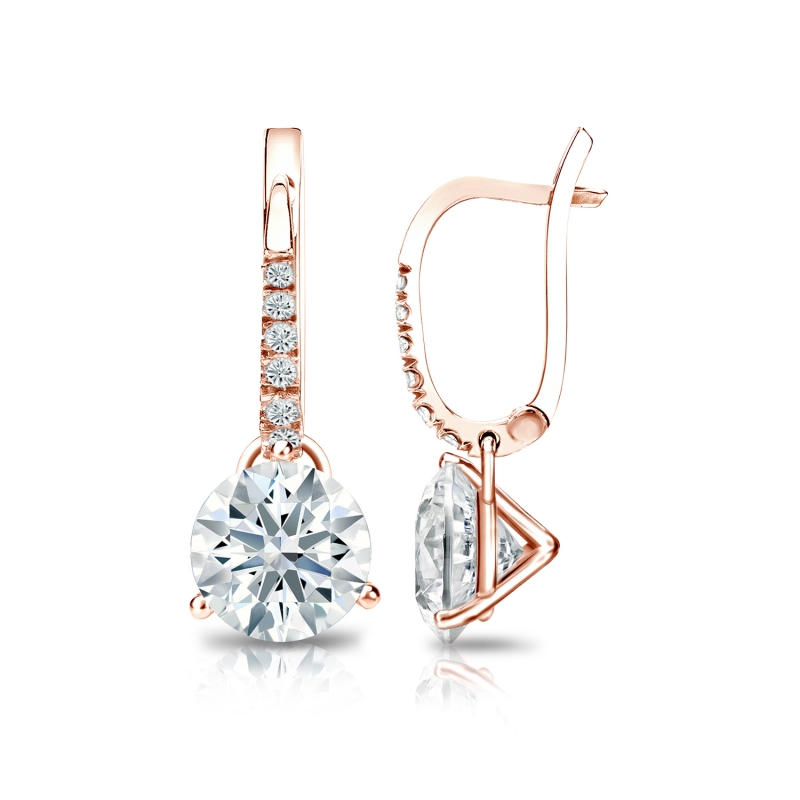 Natural Diamond Dangle Stud Earrings Hearts & Arrows 2.00 ct. tw. (F-G ...