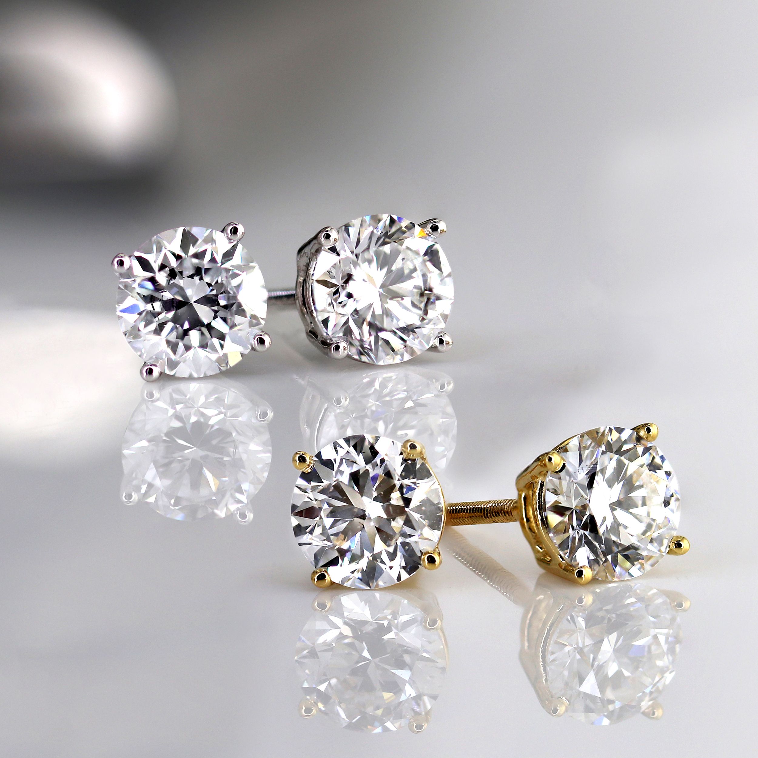 Lab Grown Diamond Stud Earrings Round 2.25 ct. tw. (E-F, SI1-SI2) in ...