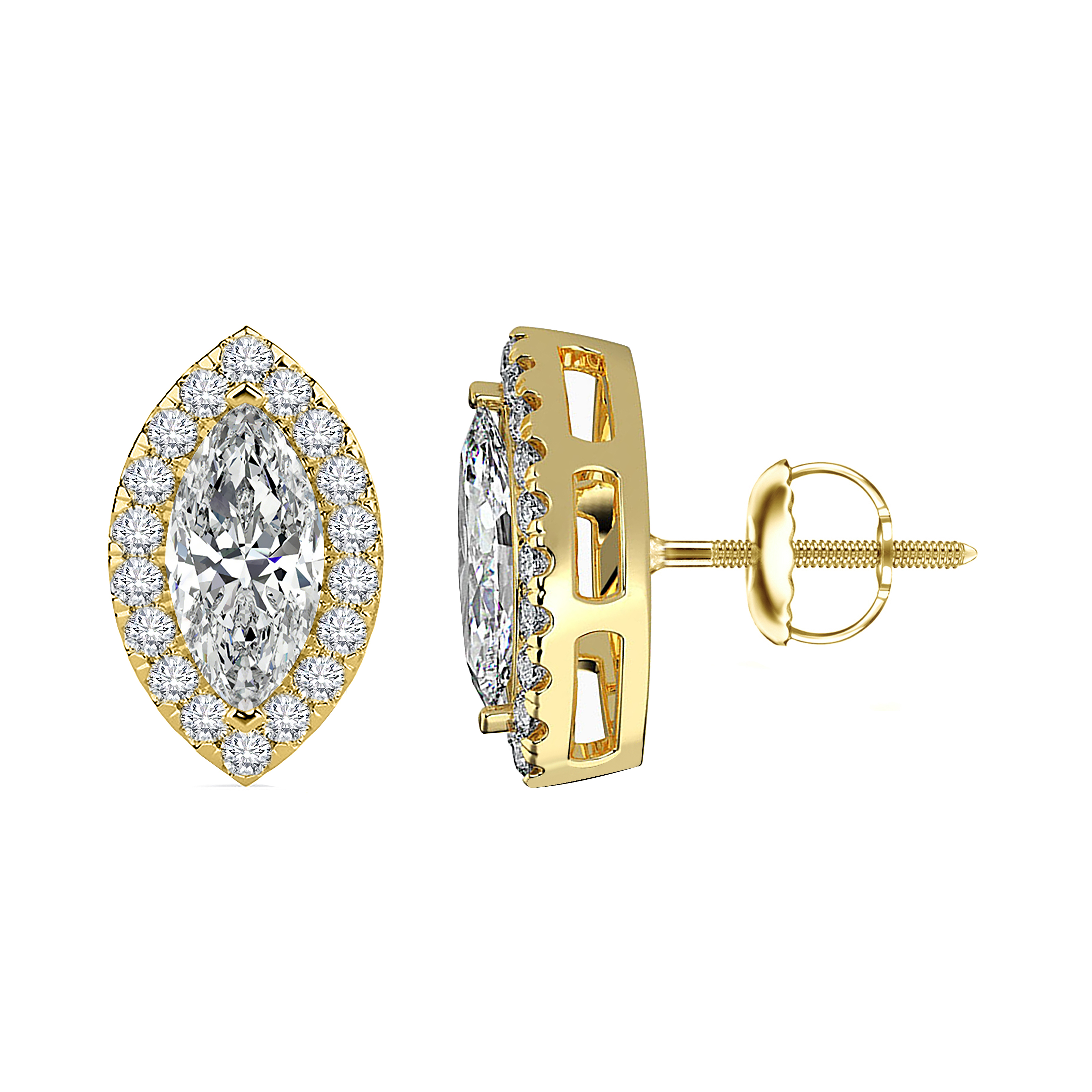 Single Marquise and Round Duo Diamond Tragus Earring in 14K Gold main image 1
