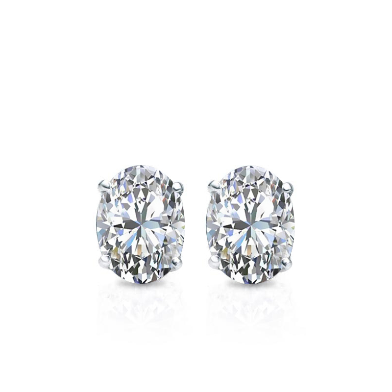 Natural Diamond Stud Earrings Oval 0.50 ct. tw. (G-H, VS2) 14k White ...