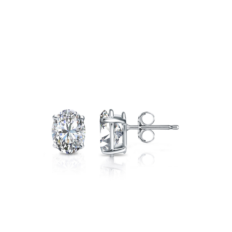 Natural Diamond Stud Earrings Oval 0.50 ct. tw. (G-H, VS2) 14k White ...