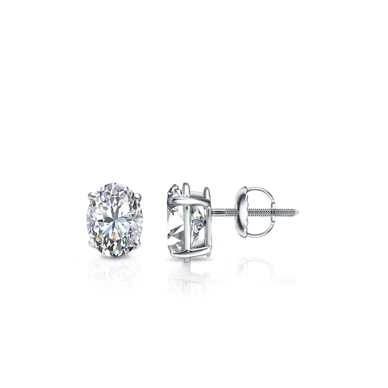 Natural Diamond Stud Earrings Oval 0.50 ct. tw. (G-H, VS2) 14k White ...