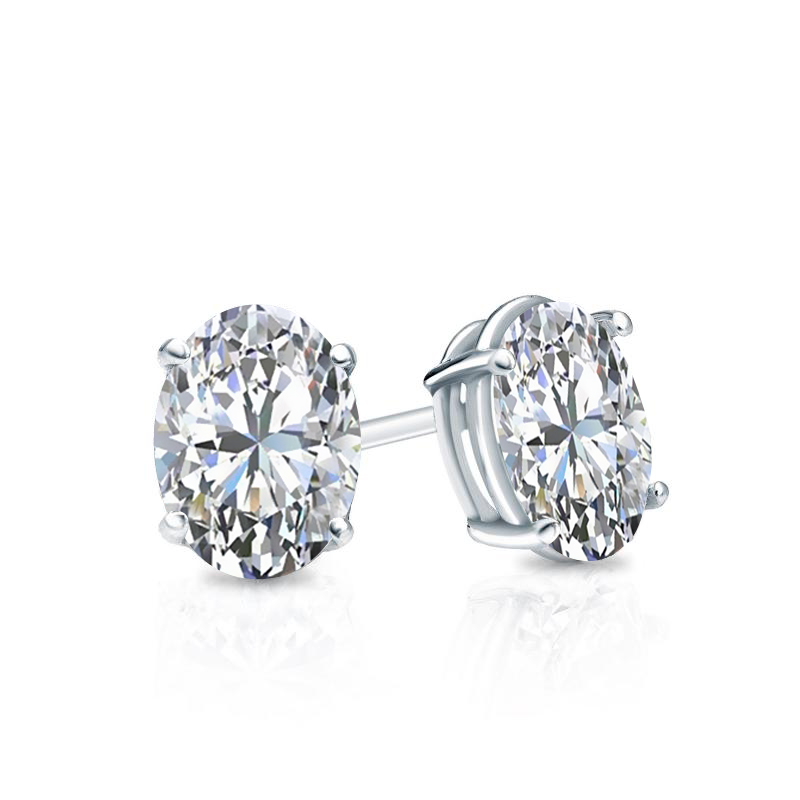 Natural Diamond Stud Earrings Oval 0.62 ct. tw. (G-H, VS2) 14k White ...