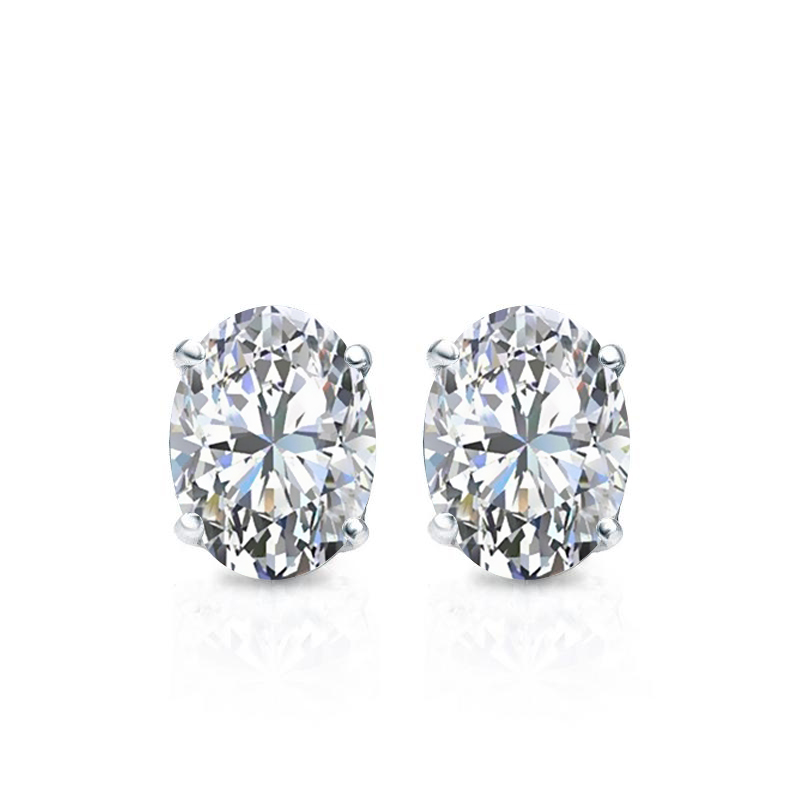 Natural Diamond Stud Earrings Oval 0.62 ct. tw. (G-H, VS2) 14k White ...