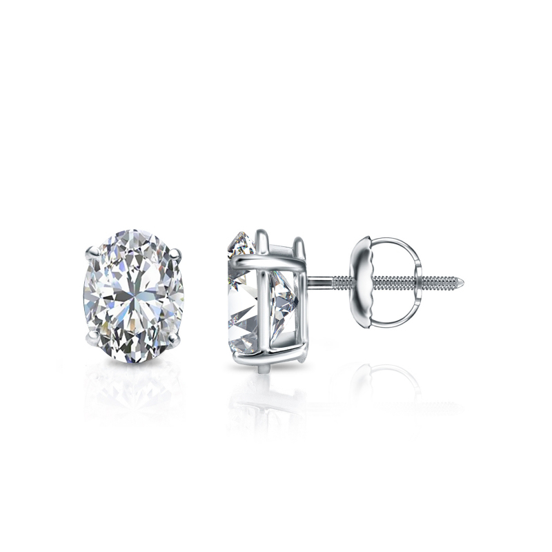 Natural Diamond Stud Earrings Oval 0.75 ct. tw. (I-J, I1) 14k White ...