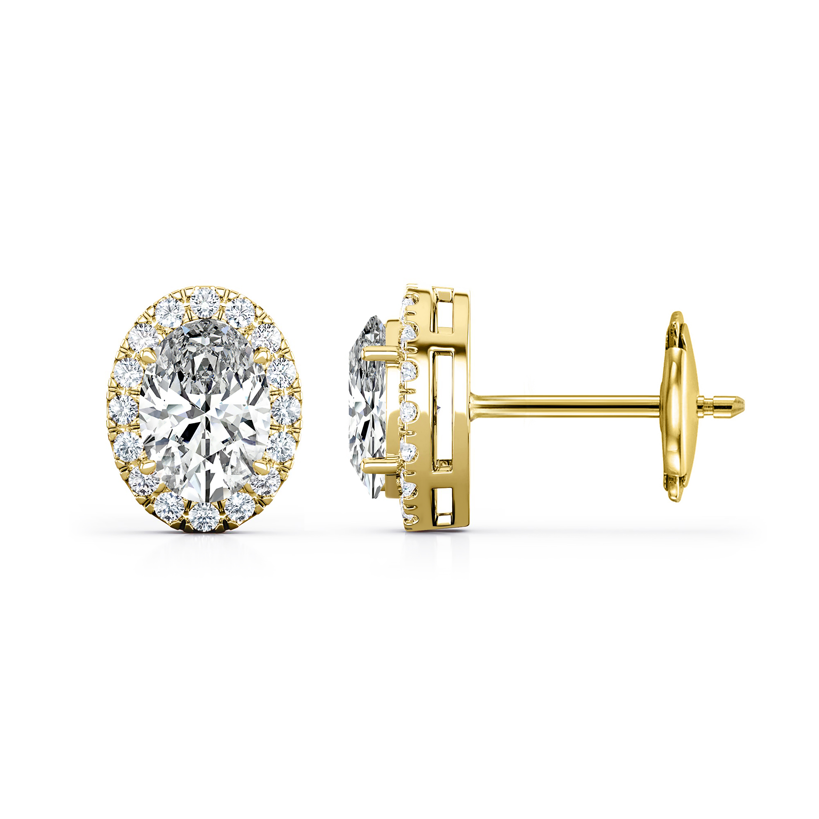 Natural Diamond Stud Earrings Oval 2.00 ct. tw. (GH, VS1VS2) 18k