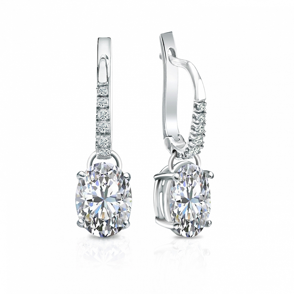 Natural Diamond Dangle Stud Earrings Oval 2.00 ct. tw. (GH, VS1VS2
