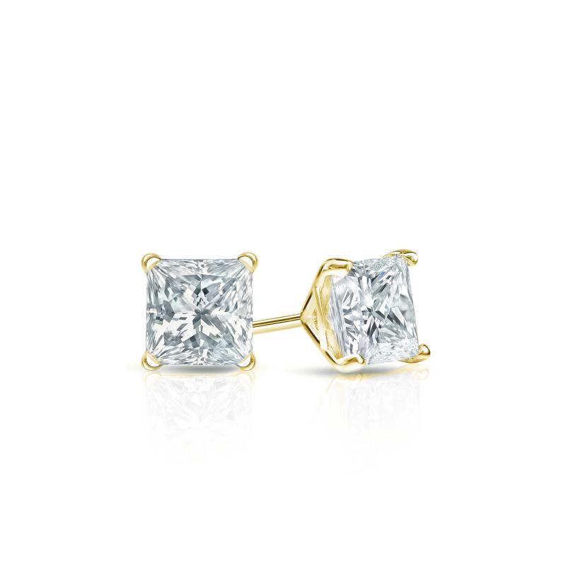 Natural Diamond Stud Earrings Princess 0.33 ct. tw. (G-H, VS1-VS2) 14k ...