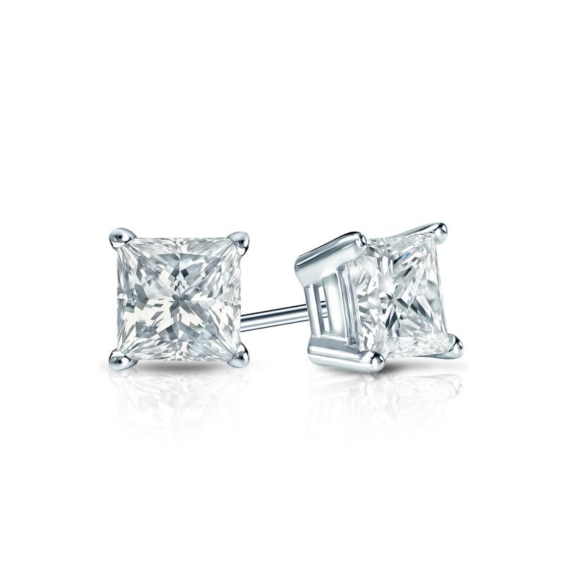 18K YWG PRINCESS STAR DOUBLE DIAMOND STAR EARRINGS main image 0