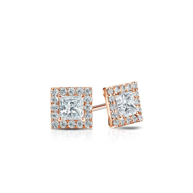 Details about   .5ct Princess Solitaire Stud Simulated Turquoise Earrings 14k Rose Pink Gold 