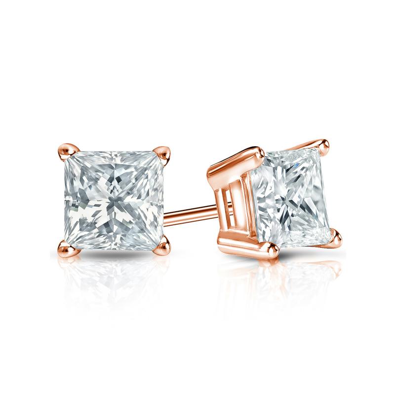 princess cut diamond earrings rose gold