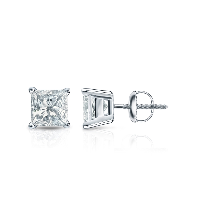 Natural Diamond Stud Earrings Princess 1.00 ct. tw. (I-J, I1-I2) 14k ...