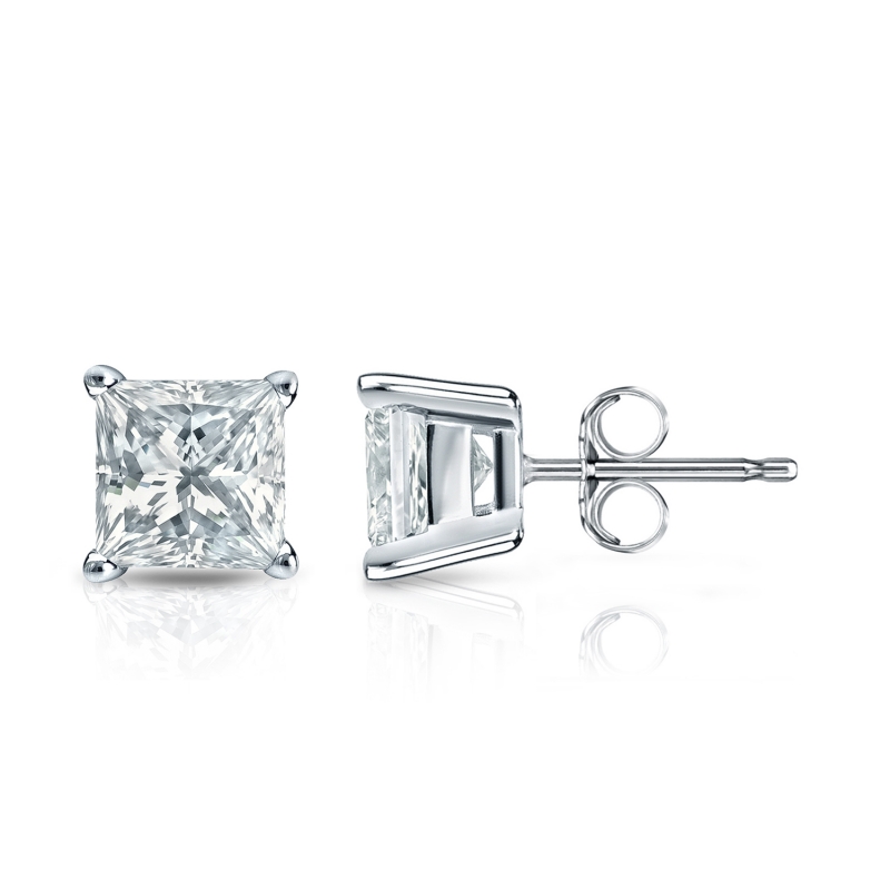 Natural Diamond Stud Earrings Princess 1.25 ct. tw. (G-H, VS1-VS2 ...