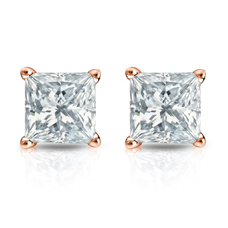 Lab Grown Diamond Stud Earrings Princess 1.50 ct. tw. (F-G, VS) 14k ...