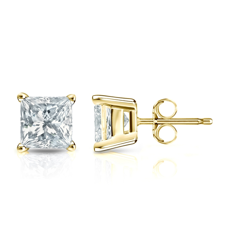 Lab Grown Diamond Stud Earrings Princess 1.80 ct. tw. (HI, VS) 18k